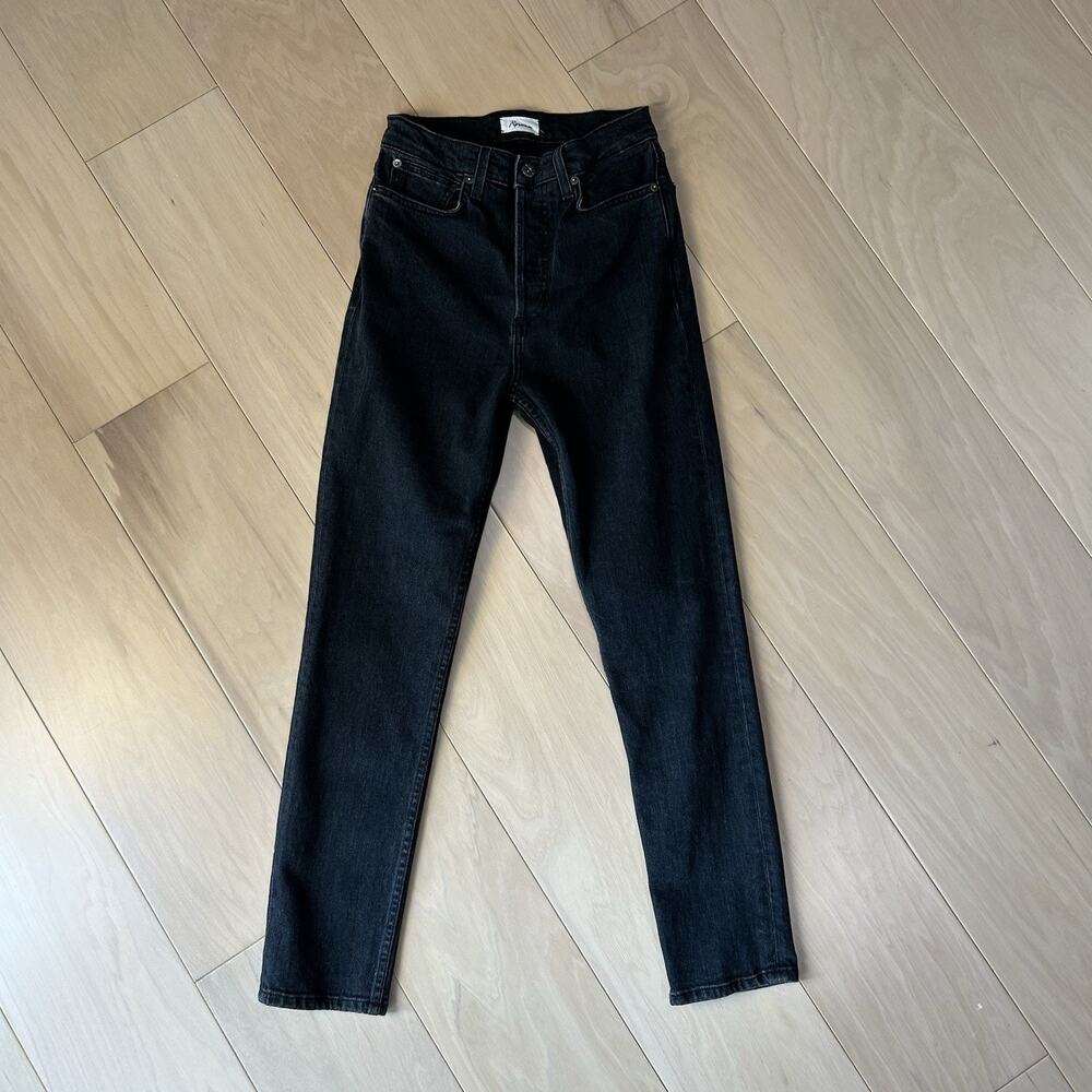 Rowan Tapered Slim-Straight Denim Black Jeans High-Rise Women's 27